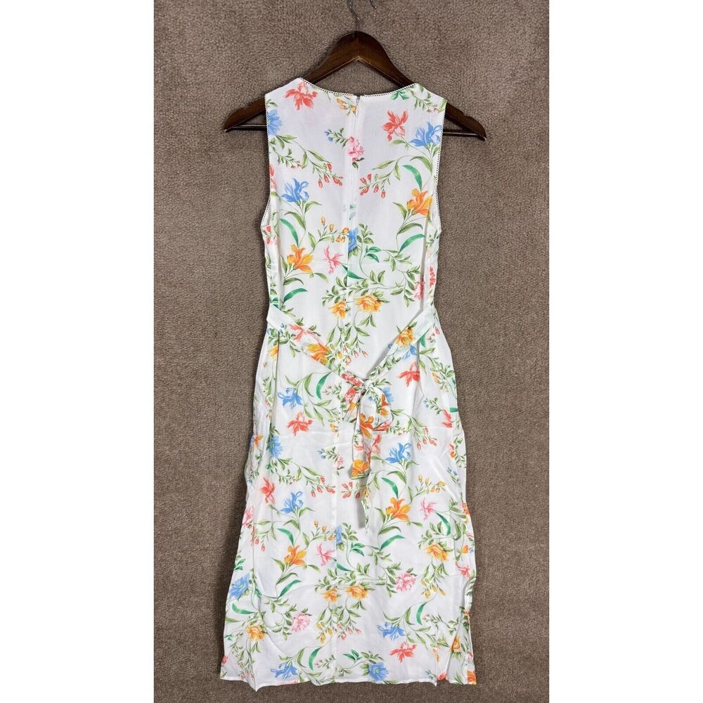 WAYF Dahlia Dress Size‎ XS Vintage White Floral Sleeveless V Neck Midi Retro NEW - Picture 13 of 14
